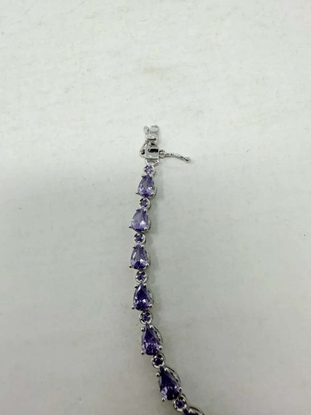 Shop LC Simulated Amethyst Silvertone Tennis Bracelet 8.00 In TGW 8.82 cts. 5590